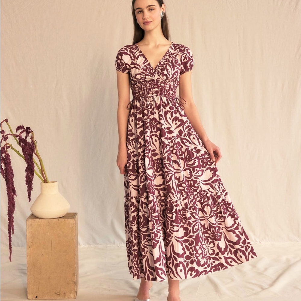 SAYLOR Burgundy Floral Maxi Dress